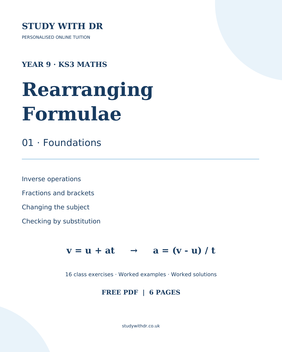 Cover of Rearranging Formulae 01: Foundations